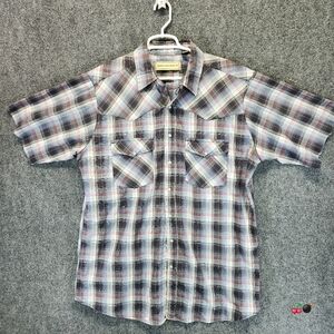 Bit & Bridle Men's XLT Black Red Plaid Button Up Shirt Pearl Snap Western